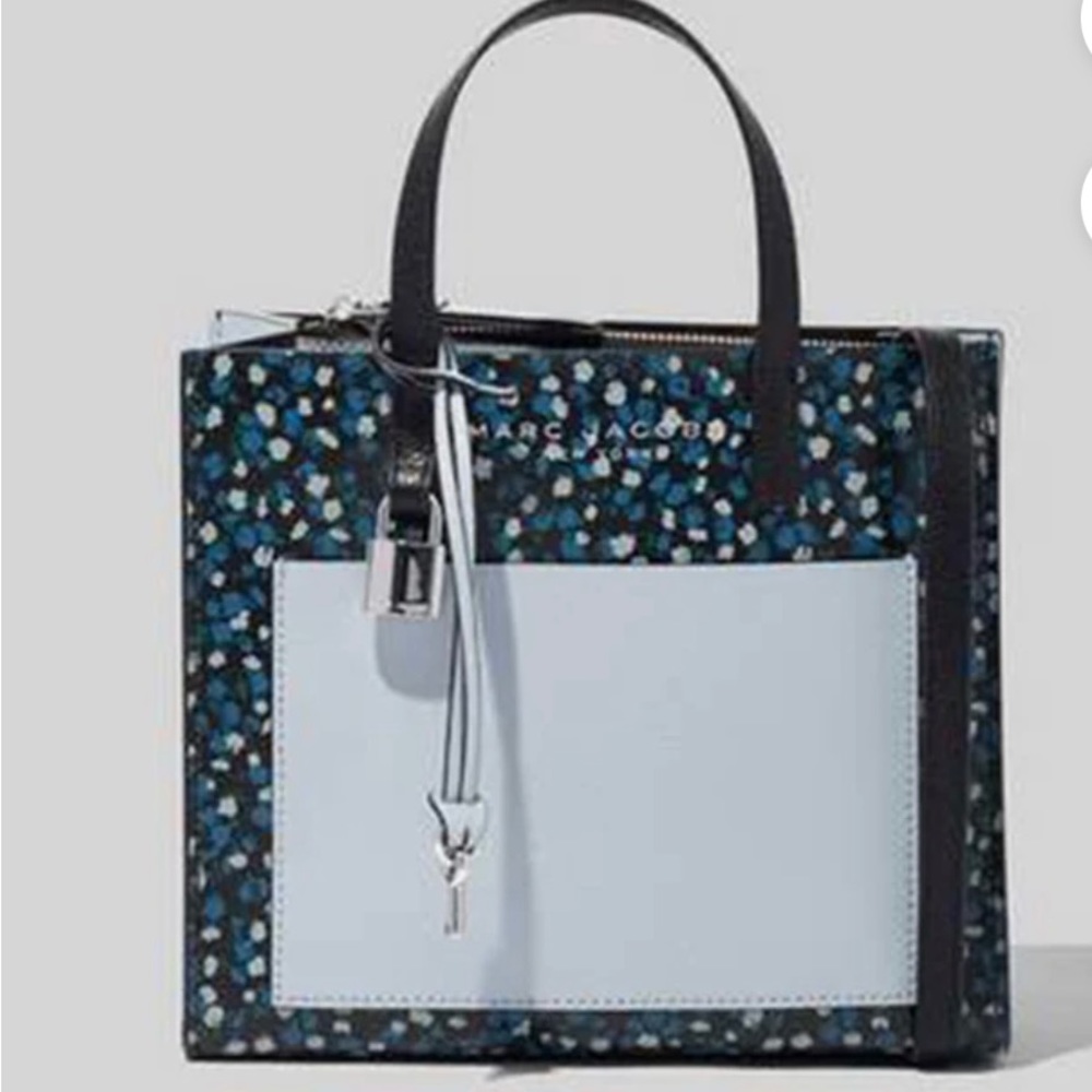 Marc Jacobs Mini Grind Printed Leather Tote H007L01FA21 Blue Mirage Multi